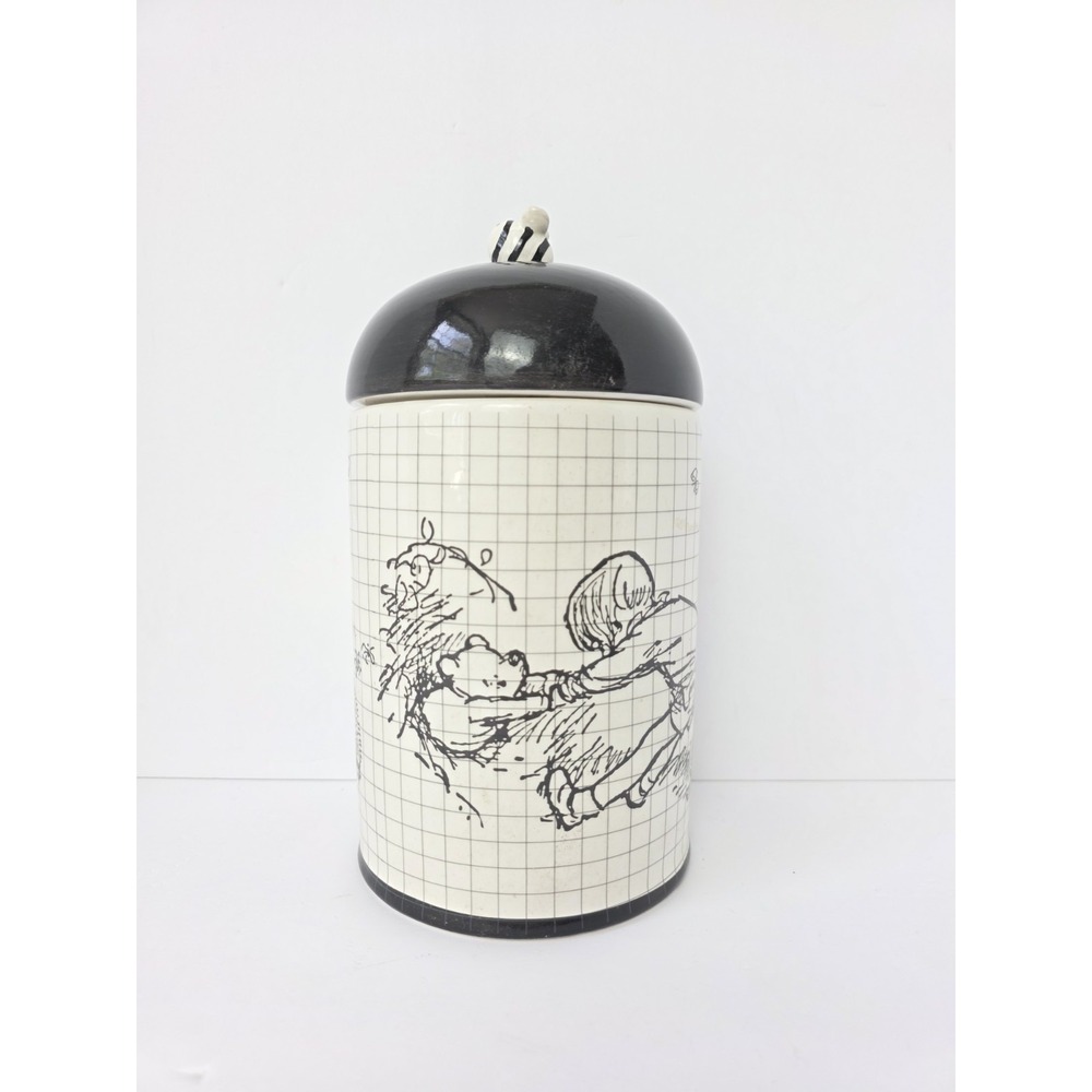 Disney Winnie the Pooh Black White Cookie Jar Canister sketchbook 9 1/2"